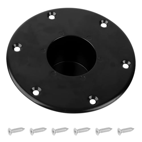 Aluminum Black RV Trailer Pedestal Base Round Flush Mount Table Leg Base - Floor Mounting Base with 6 Mounting Holes, Screws Included