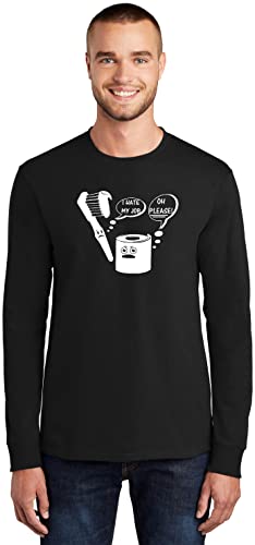 Image of I Hate My Job Toothbrush Toilet Paper Funny Top Toothbrush Toilet Paper Humor Graphic Cotton Tee Adult Youth Tall Men Women