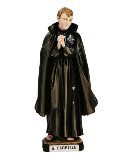 ArteSacraCaravaggio Statua di San Gabriele dell'Addolorata cm 22 (8,66 inches) in marmo resina piena decorata a mano di produzione artigianale italiana