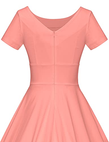 Image of GownTown Women's 1950s Vintage Dresses Short Sleeves Cocktail Stretchy Party Dresses with Pocket