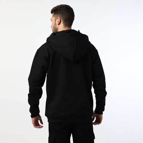 Image of BE SAVAGE Balaclava Zipper Hoodie for Men Heavyweight Zipper Hoodie Jacket for Men Ninja Hoodie Men Black