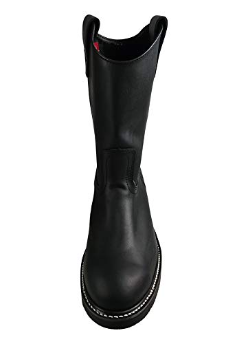 Men's Genuine Leather Work Boots Pull On Western Cowboy Style 553 Black (numeric_9_point_5)4