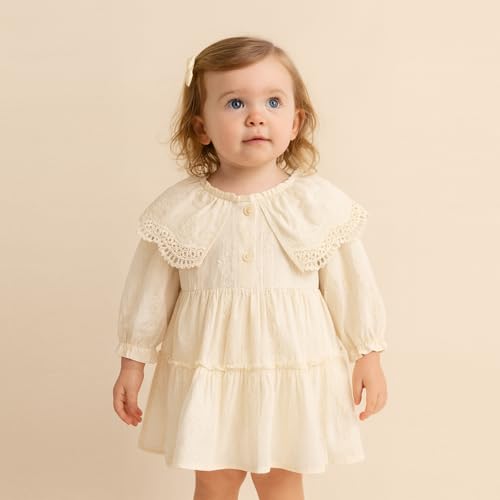 Toddler Girl Embroidered Dress Cotton Lined Eyelet Lace Trim for 12M-6X2