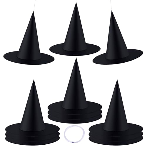 Sombreros de Bruja Halloween, Paquete de 12 Sombrero de bruja Sombreros de fiesta de Halloween negros Accesorio de disfraces Disfraz