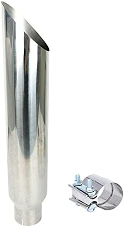 LucaSng 5" Inlet 7" Outlet Polished Stainless Miter Cut Diesel Exhaust Stack(Stack Smokers 5" ID Inlet 36" Long With Clamp)