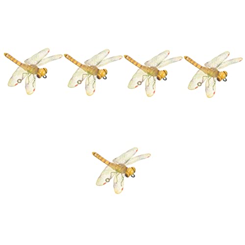 Yardwe 5Pcs Dragonfly Wall Hanging Decoration Figurines Home Decor Metal Outdoor Ladybug Dragonfly Sculpture Dragonfly Art Statue Metal Craft Wall Decoration Balcony Decoration 3D Iron #TOP17