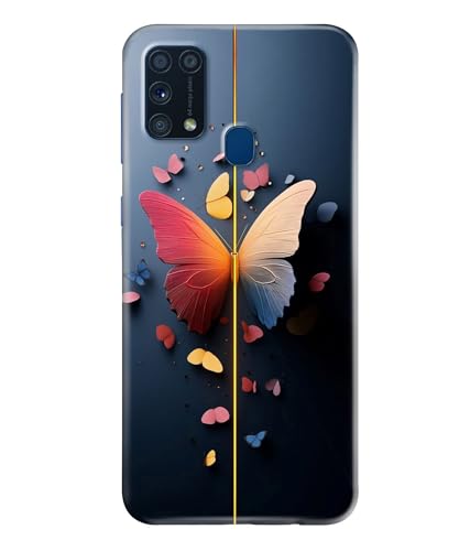 Image of Stylish Butterfly Printed Hard Back Case Cover Compatible for Samsung Galaxy M31S (Multicolor) - D1665