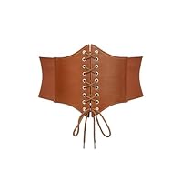 WGCHAIE Cintura in Ecopelle Corsetto Donna, Cintura Corsetto da donna con Fascia Larga Waspie, per Abito da Festa Carnevale di Venezia, Marrone