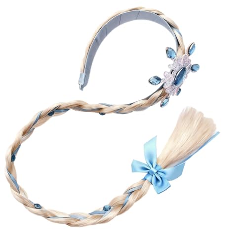 Pevlkawr Niña Princesa Peluca Trenzas Diadema Princesa Trenza Peluca Frozen para Infantiles y Juegos de Rol Fiestas de Cumpleaños