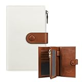 FINTIE Geldbörse Herren & Damen, Reisepassetui, Kreditkartenetui mit Münzfach & RFID Schutz, Ausweisfenster und SIM-Kartenfächern für Damen, Mädchen und Teenager (Weiß/Braun)