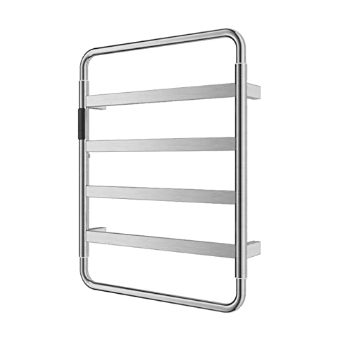 WQPMNYG Secador de Toallas eléctrico Inteligente de Acero Inoxidable, 60 W, con Temporizador, para Montaje en Pared, 475 x 92 x 640 mm, Plateado, enchufable.