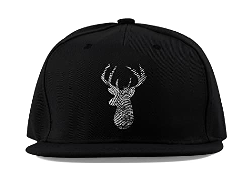 Casquette baseball respirante en coton avec visière plate noire motif cerf outdoor