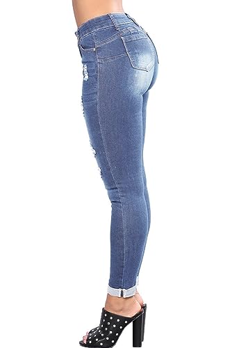 Womens Stretchy Ripped Skinny Jeans High Waisted Boyfriend Distressed Denim Pants Leggings2