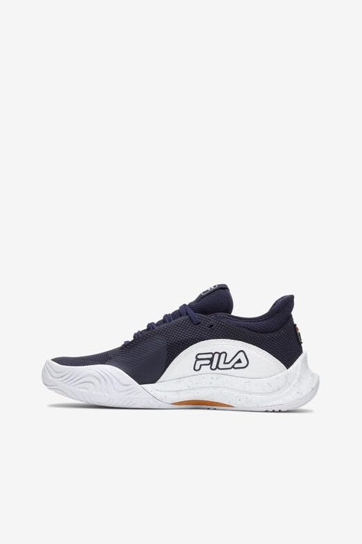 FILA Women's Mondo Forza Shoes, White/Fila Navy/White - 5