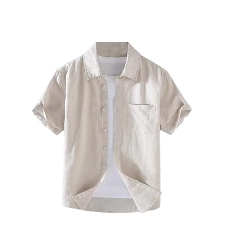 Chemise manches courtes unie homme kaki col revers décontracté taille 4XL