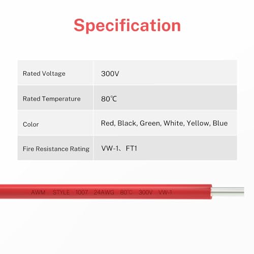 Image of FIRMERST 24 Gauge Solid Core Tinned Copper Hook up Wire Kit - 6 x 40 Feet