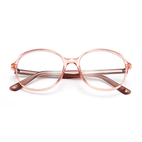 Amorays Lunettes de lecture rondes à la mode presbytie anti lumière bleue avec verres anti-fatigue des yeux 6826, marron, +1.50 Cover