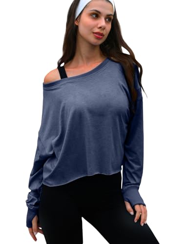 Image of UNIANKIYA Open Back Workout Tops for Women Long Sleeve Cropped Athletic Clothes Gym Running Yoga Low Impact Sports T Shirts
