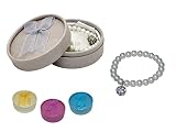Estupendo y elegante lote de 10 pulseras confeccionadas con perlas y brillantes presentadas en una bonita caja de regalo con lazo de tull en colores surtidos.
