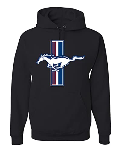 Wild Bobby Ford Mustang Retro USA Vintage Logo Classic Bar Cars and Trucks Unisex Graphic Hoodie Sweatshirt Black X-Large