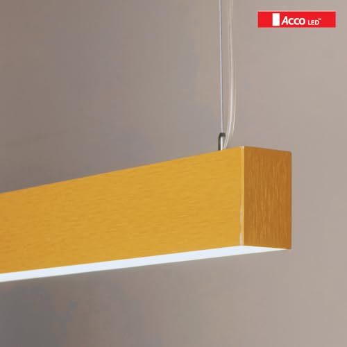 Image of Acco LED Modern 50x80mm LED Linear Light | Golden Linear Light | Decorative Pendant for Workspaces, Offices & Commercial Interiors | 50W | 4000K Neutral White