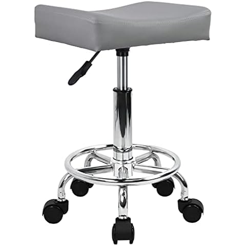 KKTONER Adjustable Gray Rolling Stool with Wheels Cover