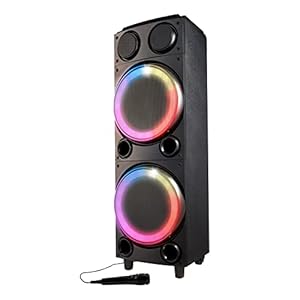 MEDION P61458 Party-Soundsystem (Partylautsprecher, Karaoke, Bluetooth 5.0, Kompaktanlage, Farbige LED, USB, AUX, 2X…