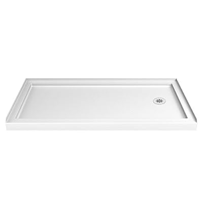 DreamLine SlimLine 30 in. D x 60 in. W x 2 3/4 in. H Right Drain Single Threshold Shower Base in White, DLT-1130602