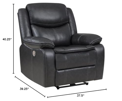 Sillón reclinable cuero sintético Gris oscuro miniatura 2