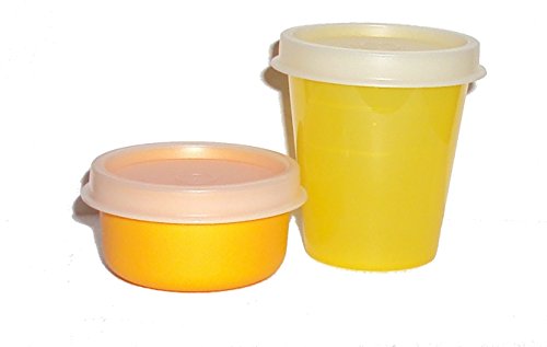 Tupperware Midget Smidgets Mini Bowls 2 Ounce and 1 Oz Yellow Orange Set of 2