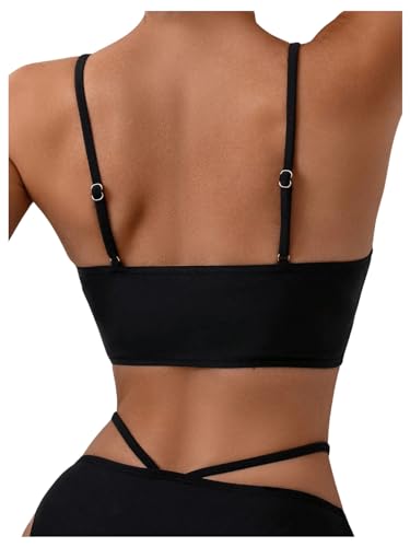 SOLY HUX Women's Bikini Top Spaghetti Strap V Neck Bathing Suit Tops Swimsuit2