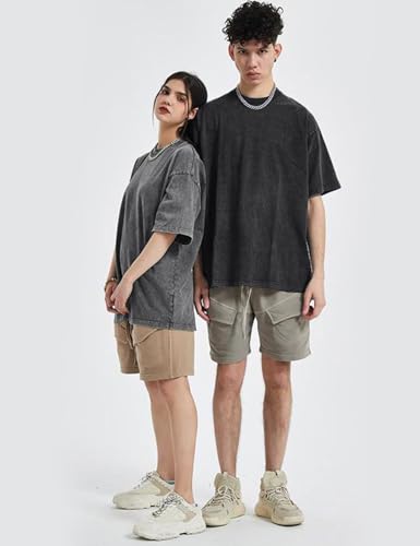 Image of Arssm Men Oversized T Shirts Vintage Tee Loose Fit Short Sleeve Casual Streetwear Baggy Washed Unisex Tops