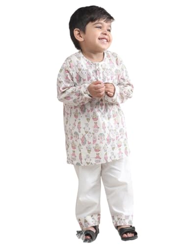 Image of POLKA TOTS Premium Cotton Night Wear for Boys & Girls | Traditional Kurta Pyjama Night Suit Set | Ultra-Soft & Breathable Nightwear for Toddlers & Baby | Kids Night Dress from Newborn to 8 Years