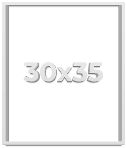 30x35 Shadow Box White Solid Pine Wood Picture Frame with Acid-Free Backing UV Acrylic & Hanging Hardware with 0.75 Inches of Usable Depth and 0.75 Inches Frame Moulding Width