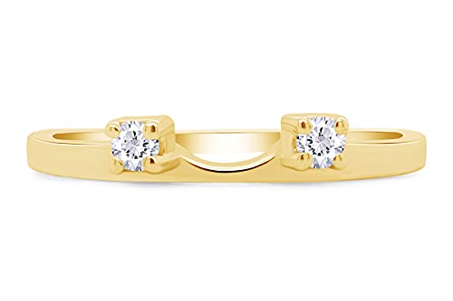 AFFY 0.12 Carat Round White Cubic Zirconia Two Stone Enhancer Guard Ring 14K Gold Over Sterling Silver3