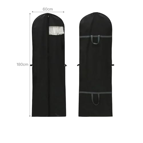 Hanging Garment Bag 60x180cm Clothes Dust Cover Garment Suit Dress Jacket Clothes Coat Dustproof Cover Protector Travel Bag Suit Wedding Dress Cover 2Pcs(Black)2