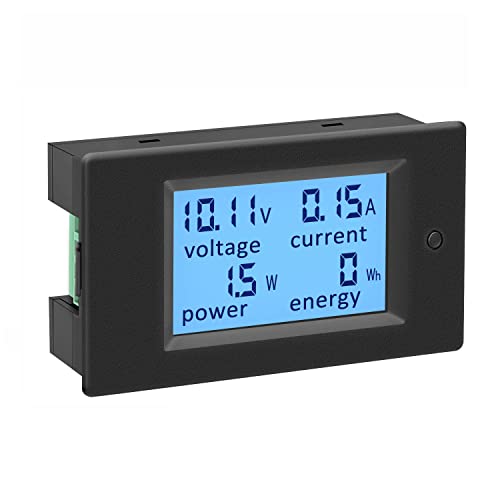 KETOTEK Voltimetro Amperimetro de Panel Digital 100A DC 12V, Probador de Voltaje Medidor de Amperaje Potencia Energia Electrica 6.5-100V Voltio Amperio Multimetro LCD
