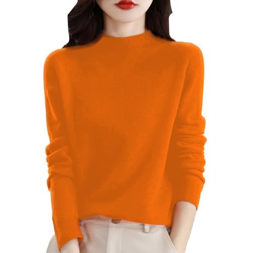 Cashmere Sweaters for Women Soft Wool Long Sleeve Mock Neck Tops Solid Knit Pullover Sweater