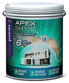 Image of Asian Paint APEX SHYNE Classic White Exterior Paint with Dust Proof & Anti-Algal Technology, Lead-Free, Low VOC, Premium Water-Based Finish (1L) White