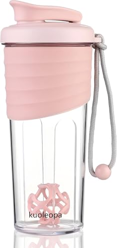 kuoleopa Shaker Bottle for Protein Mixes24 ozProtein Shaker Bottles with Whisk Ball Mixer Bottle Protein Bottle Portable Pre Workout Whey Protein Drink Shaker CupPink