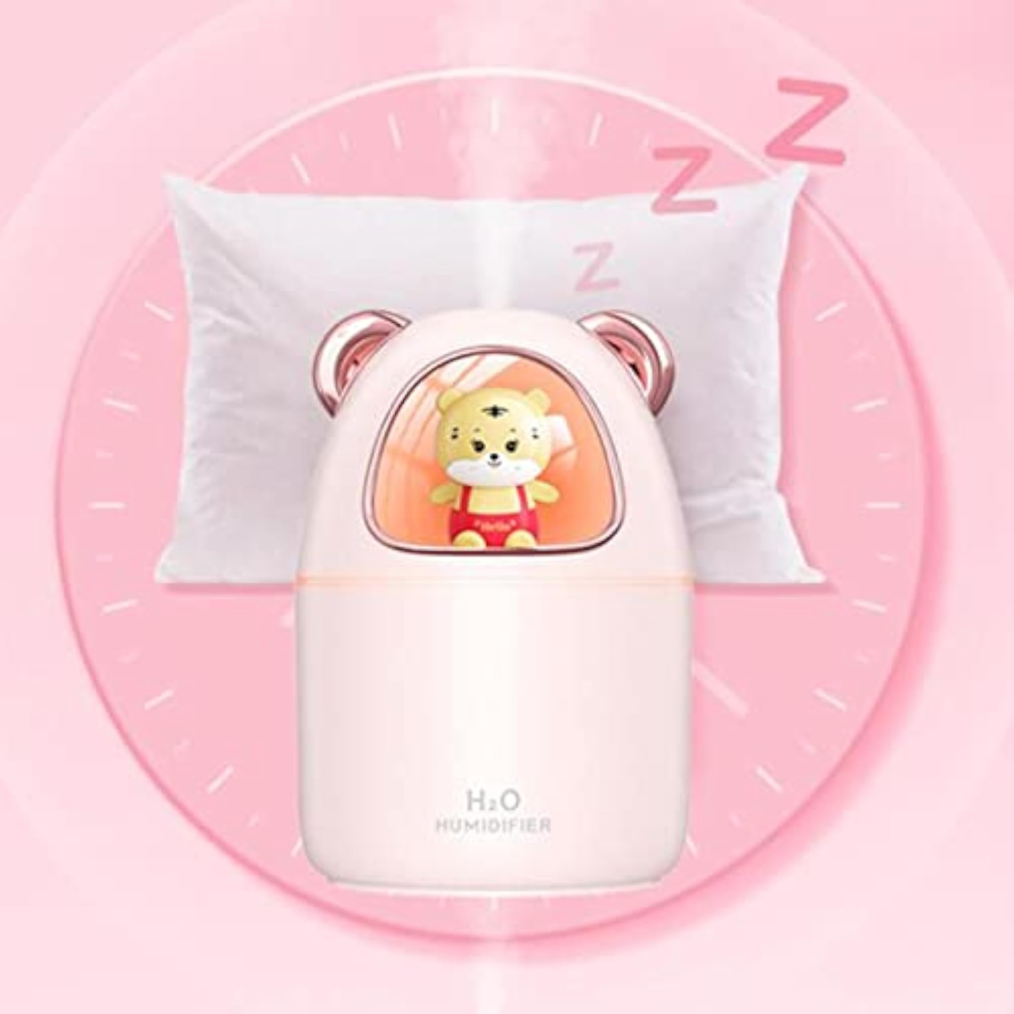 Pink Air Humidifier Night Light Aroma Diffuser, Travel Essential