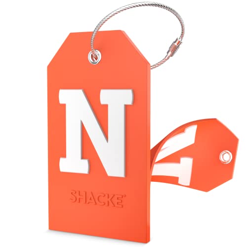 Image of Initial Luggage Tag with Full Privacy Cover and Stainless Steel Loop - (Letter N)