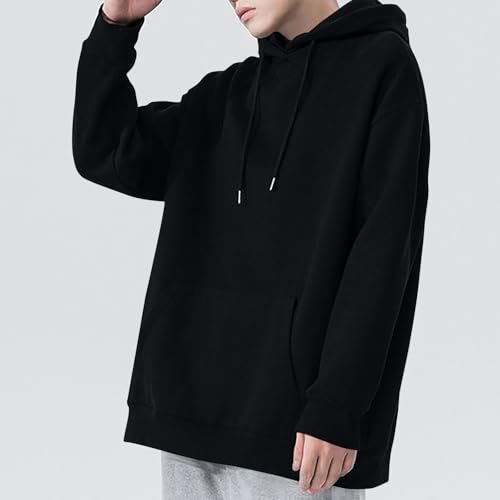 Mens Fall Hoodie Lightweight Long Sleeve Drawstring Sweatshirt Casual Pullover Top Loose Fit Basic Hoodie with Pocket4