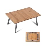 【iClimb（アィクライム）】キャンプ小型ローテーブル ★天然竹製天板 IGT天板兼用可能 ★テーブル重量1kg 超軽量 耐荷重:30KG ★折りたたみ コンパクト 携帯便利 ★Sサイズ 展開:36x25x15cm 竹色