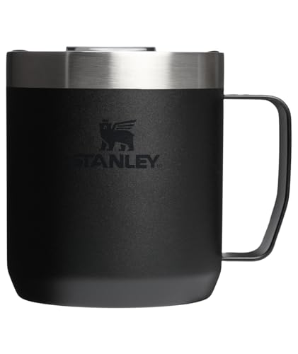 Image of STANLEY Everyday Camp Mug 12oz | Drink Through Lid | Cup for Coffee, Tea and Drinks | Insulated Stainless Steel Coffee Mug | BPA-Free | Black 2.0