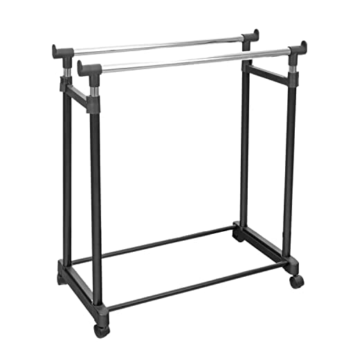 Wahei Freiz Style Lab AMJ-0718 Hanger Rack, Parallel 2 Tiers, Telescopic, Height Adjustment, Locking Function