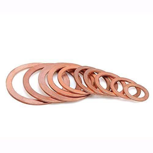 M3 M4 M5 M6 M7 M8 M9 M10 laiton cuivre joint d'étanchéité bateau rondelle d'écrasement joint plat anneau bouchon de carter joint d'huile raccord épaisseur 1mm(M8x13x1 50Pcs)