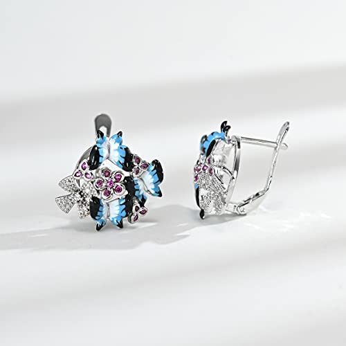 Jesming 925 Sterling Silver Plated Leaf Flower Floral Plant Rings Colorful Enamel Jewelry Set Cz Simulated Diamond Butterfly Amethyst Statement Ring For Women (Ring, 6) #TOP5