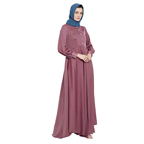 Image of Nabia Solid Premium Nida Fabric Lose fit Cuffed Sleeves Maxi Dress Abaya For Women