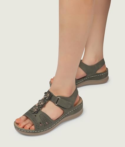 Image of SHIBEVER Dressy Wedge Women Sandals: Comfortable Arch Support Summer Sandal